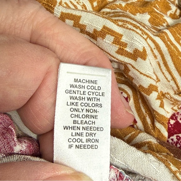 Cato Boho Patchwork Peasant Top Smocked Neck Bell Sleeve Floral Print L - Picture 9 of 10